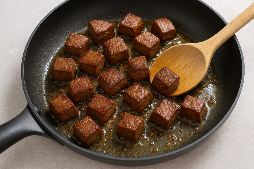 preparando a carne para
marmita fitness com carne e legumes