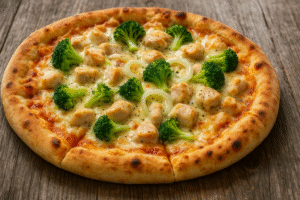 Pizza de Frango com Brócolis