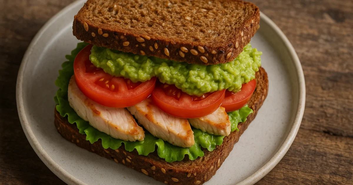 Sanduíche Natural de Frango com Abacate pronto