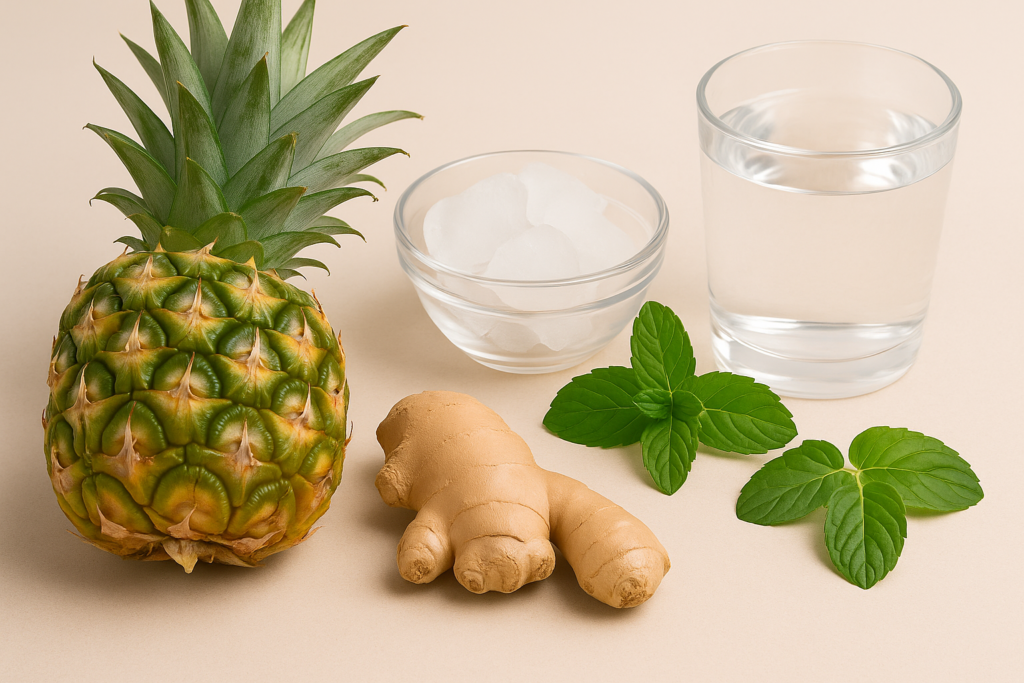 Ingredientes crus separados para suco detox
