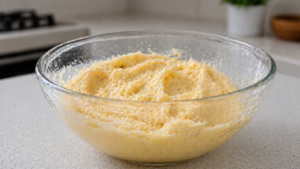 massa homogênea de pão de queijo low carb pronta para preparo